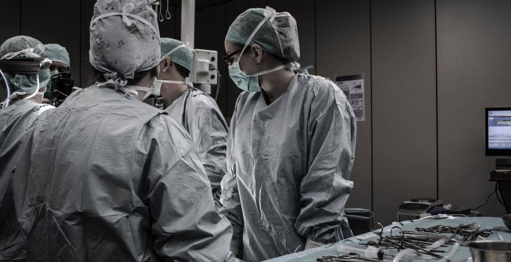 Medical students in an operating room Medical students in an operating room