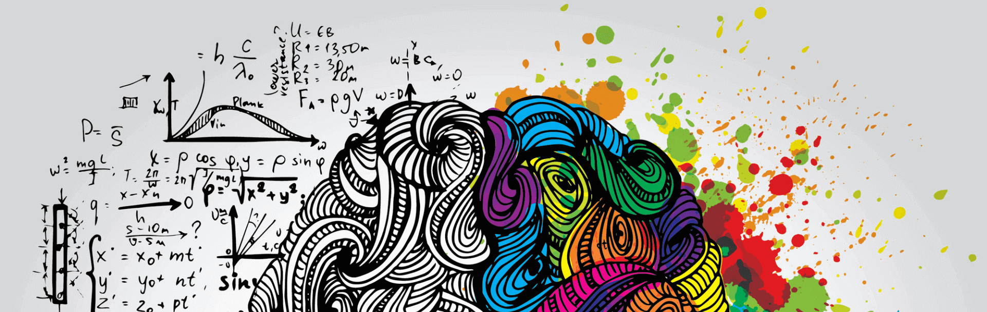 Drawn image of two brain hemispheres