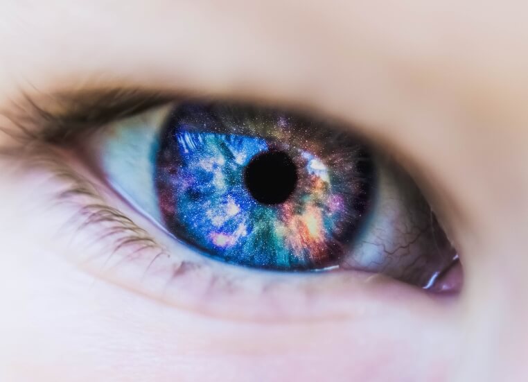 An eye seeing lots of colors