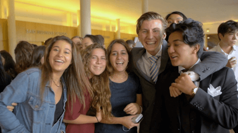 Teenage students at the Oxford graduation ceremony