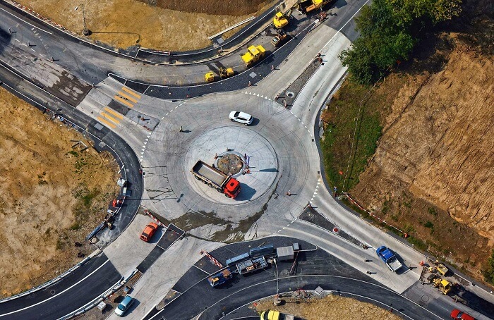 A roundabout planned and built by civil engineers