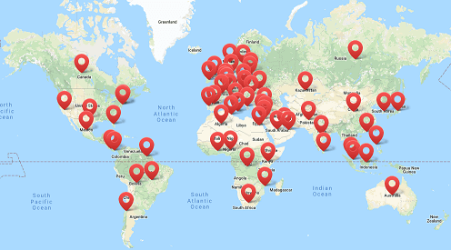 Map of students attending Oxford summer camp