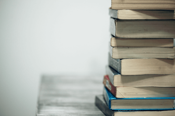 A stack of books for medical students