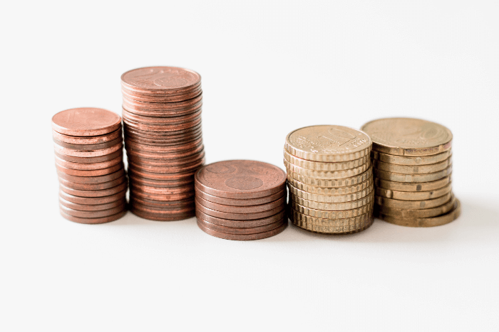 Coins stacked together Coins stacked together
