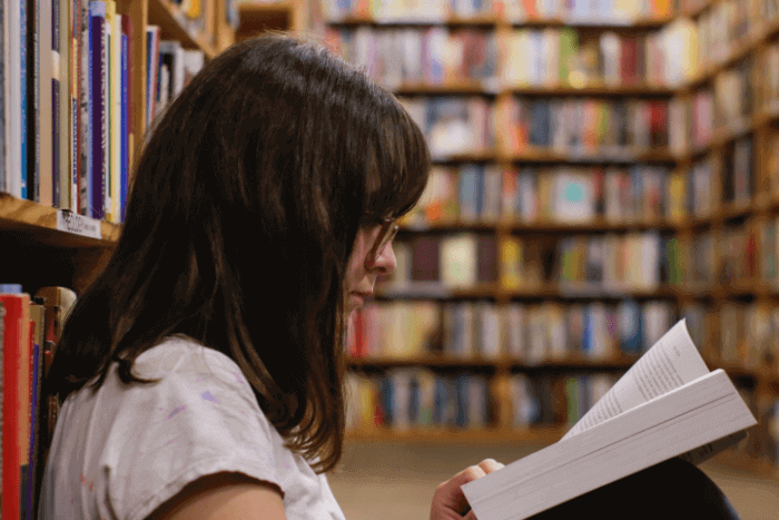 A medical student reading a book