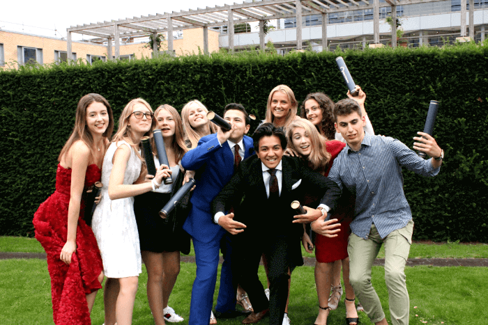 Summer school students posing for a group photo 