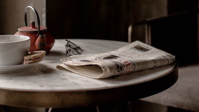 A student newspaper on a table