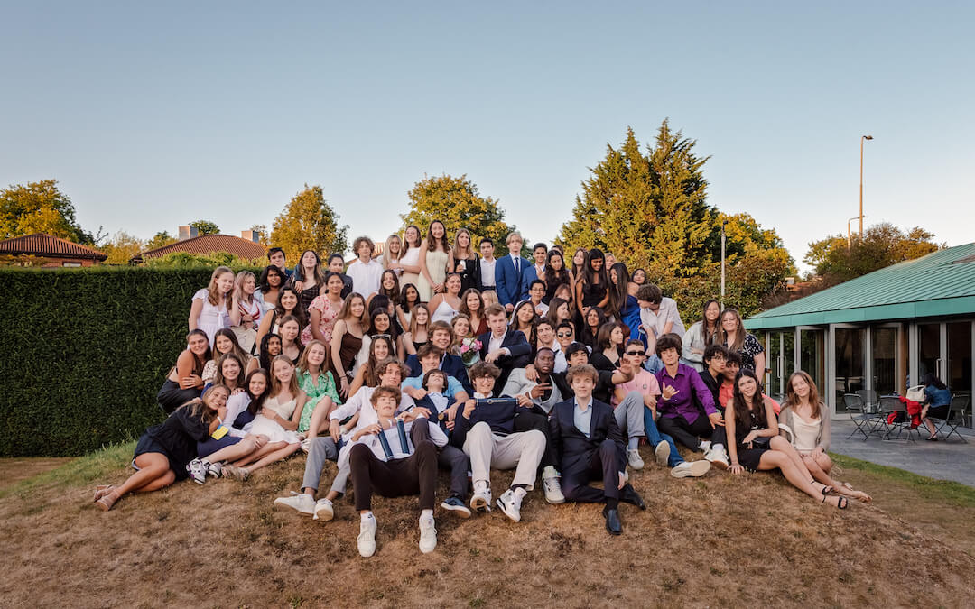 Students gathered at an Oxford Scholastica summer school graduation