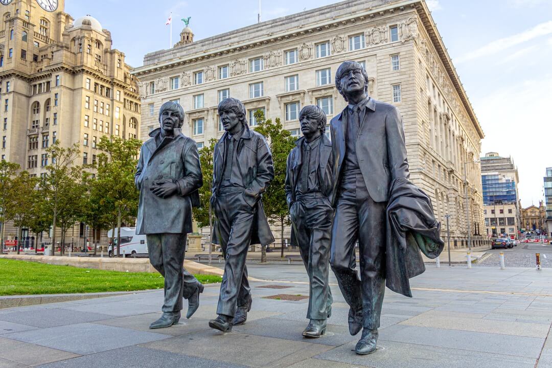 The Beatles statue in Liverpool, a famous UK city.