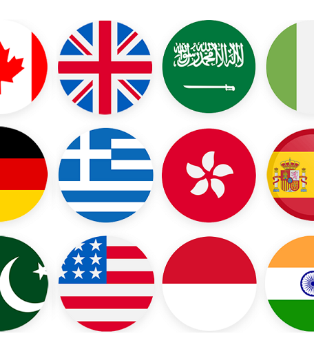 Nationalities and flags of international Oxford Summer School students