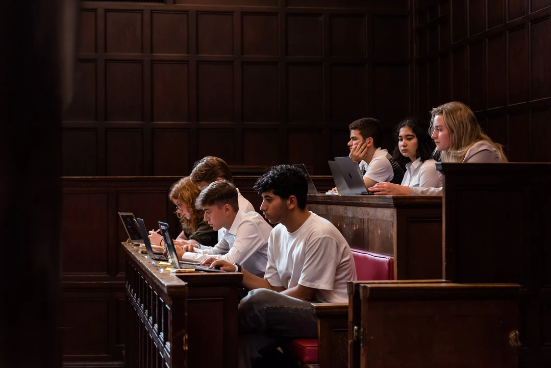 Law students studying in law courts.