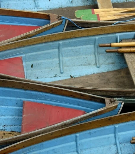 blue punts in the river