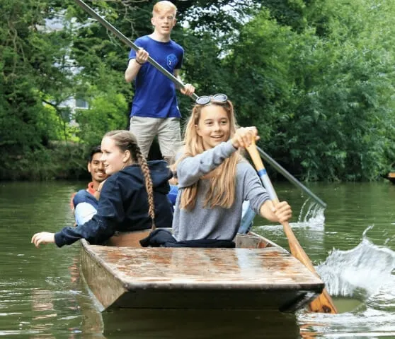 Oxford Scholastica Students trying to punt with friends