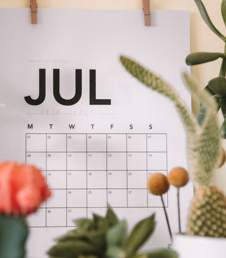 photo of a calendar showing July