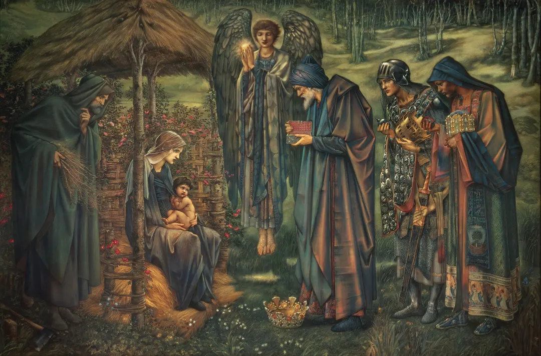 Painting depicting a Christian nativity scene