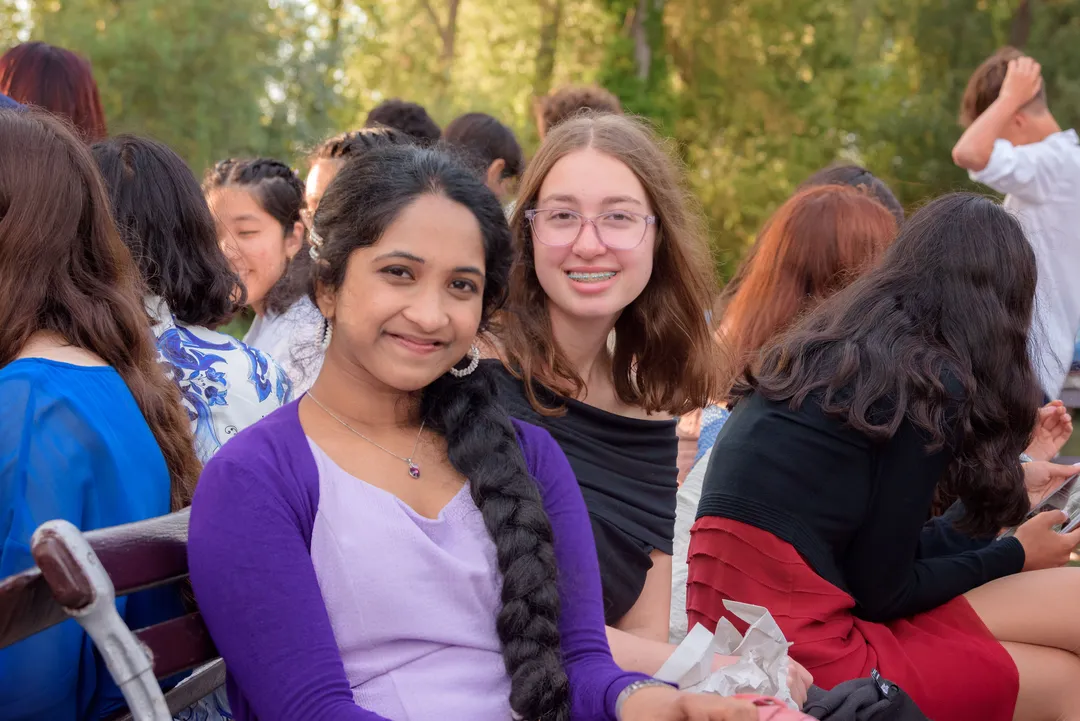 Two students smiling at the Boat Ball