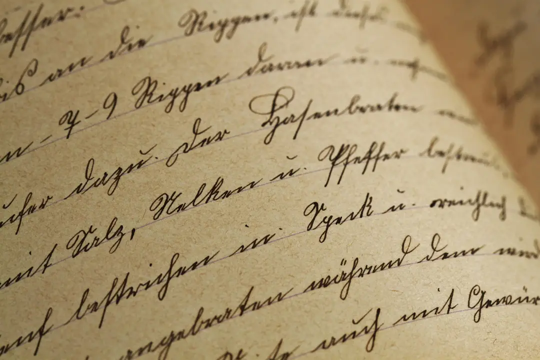 Close up of handwriting in a notebook