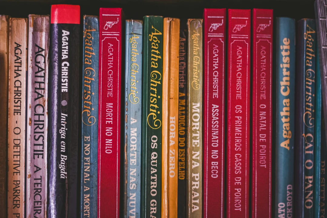 Row of Agatha Christie mystery books