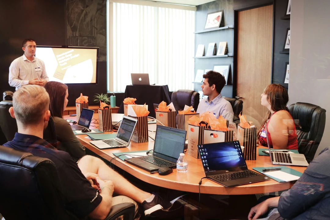 Group of people in a meeting in a conference room